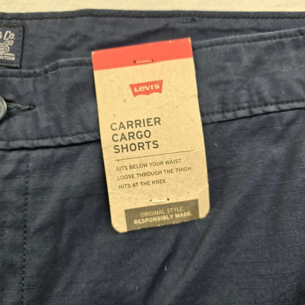 Levi's Carrier Cargo Shorts Mens 40 Navy Blue Cotton Ripstop NEW